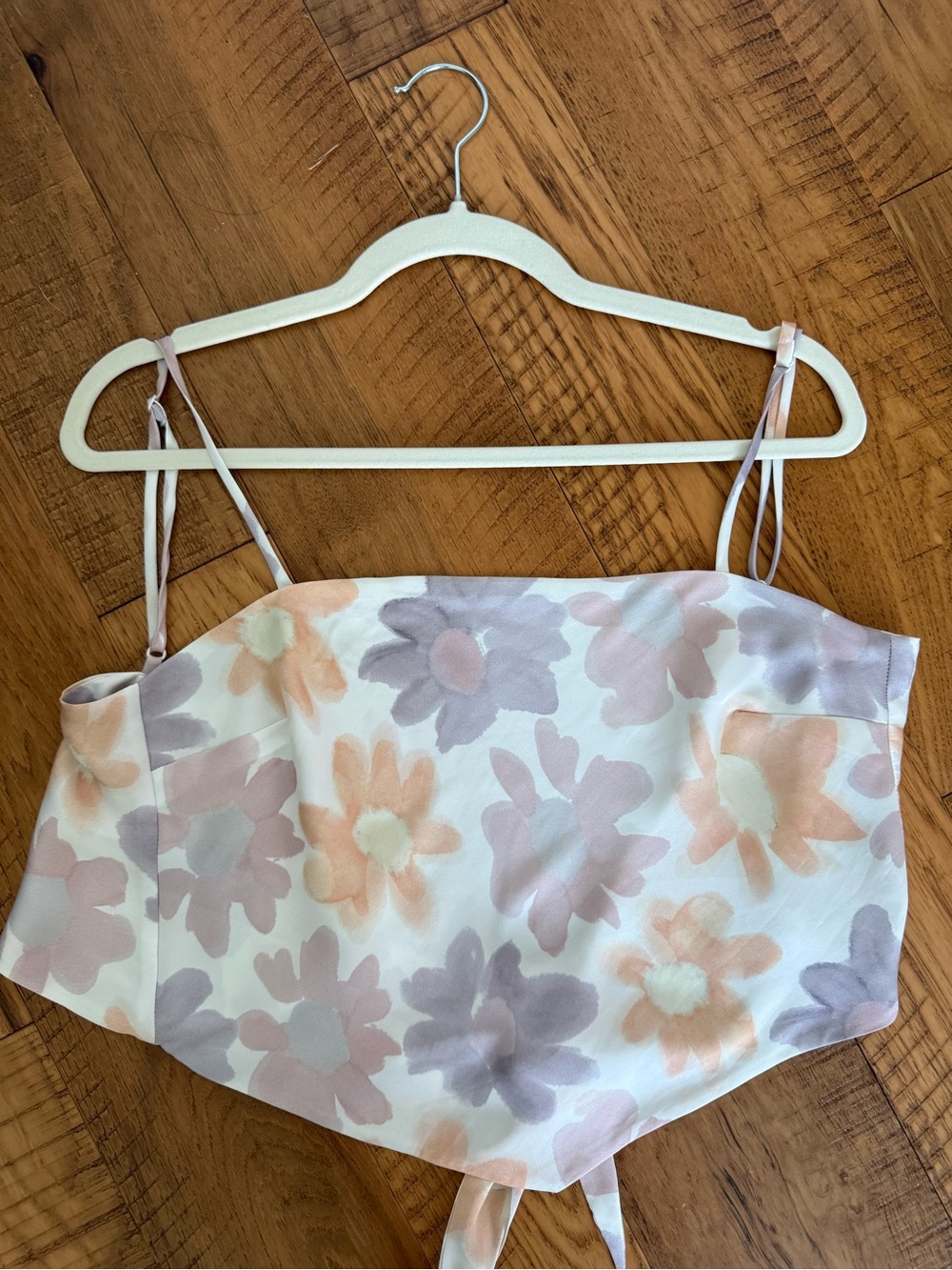 Sunday Best Pastel Floral Tie-Back Crop Top in Lavender and Peach
